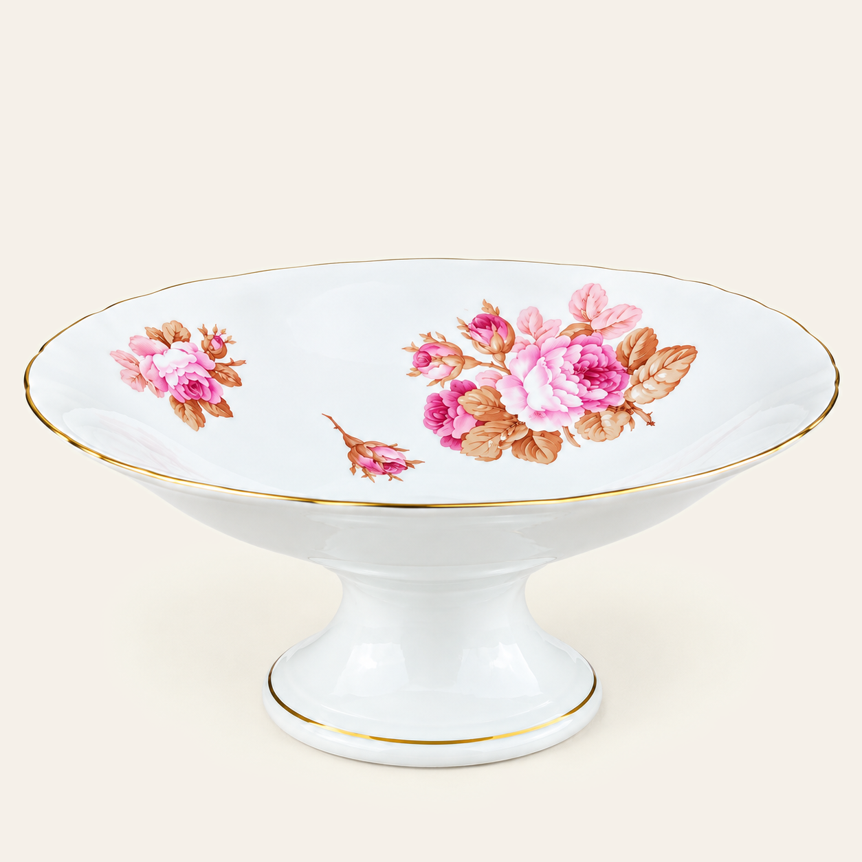 Coupe sur pied à décor de roses