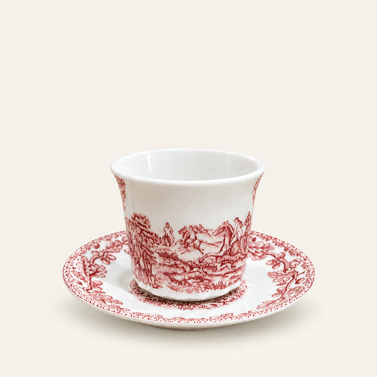 Tasse et sous-tasse à paysage rouge